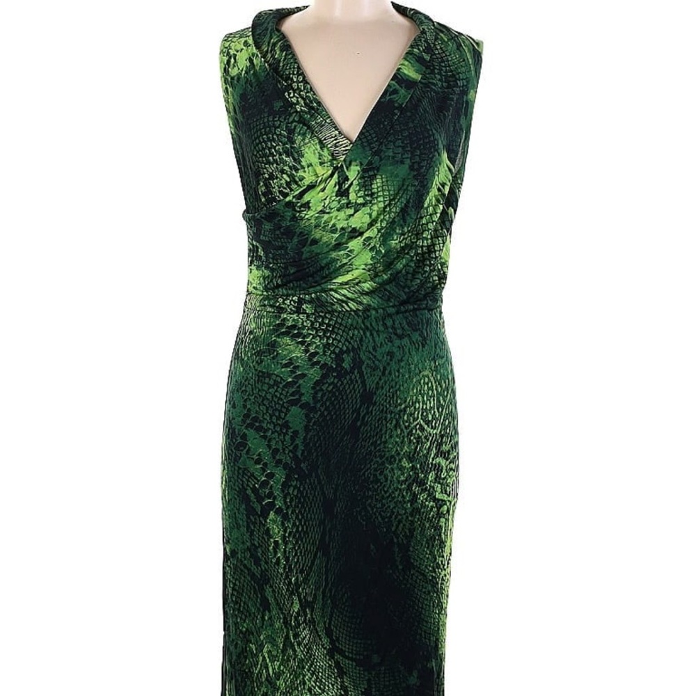 Elie Tahari Silk Friva Sheath Dress in Green Reptile pattern NWT - Medium